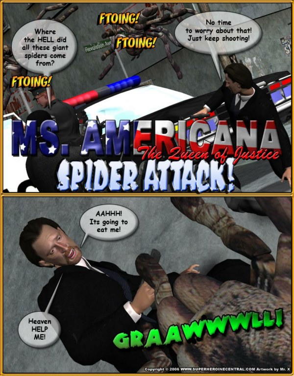 MrX - Ms Americana - Spider Attack 3D Porn Comic